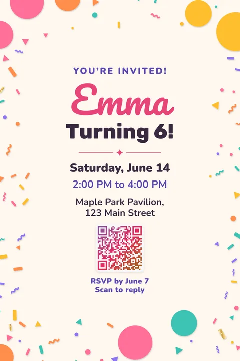 Candy confetti birthday invitation template, Framed
