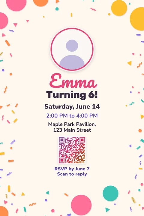 Candy confetti birthday invitation template, With photo