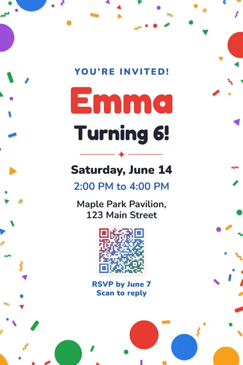 Confetti birthday invitation template, Framed