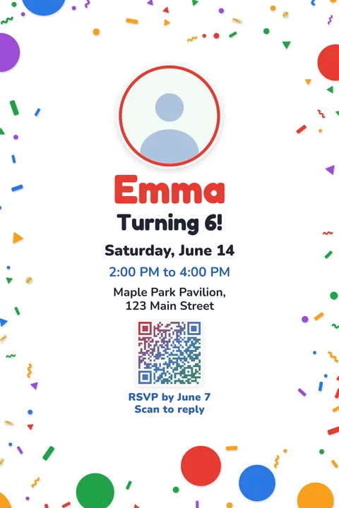 Confetti birthday invitation template, With photo