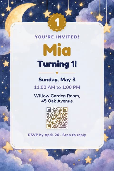 Twinkle star birthday invitation template, Center card