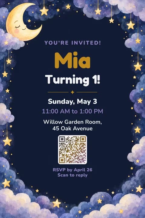 Twinkle star birthday invitation template, Framed