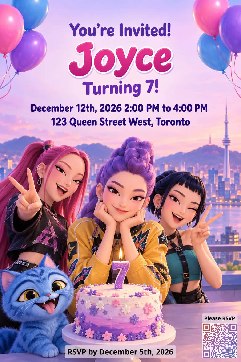 K-pop Demon Hunters Birthday Invitation Example